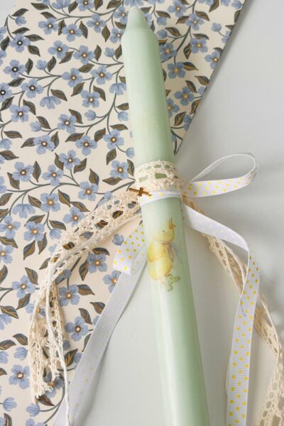 Λαμπάδα παστέλ πράσινη με παπάκι